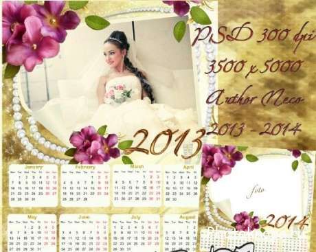 Винтажный календарь на 2013 и 2014 год с рамкой для фото