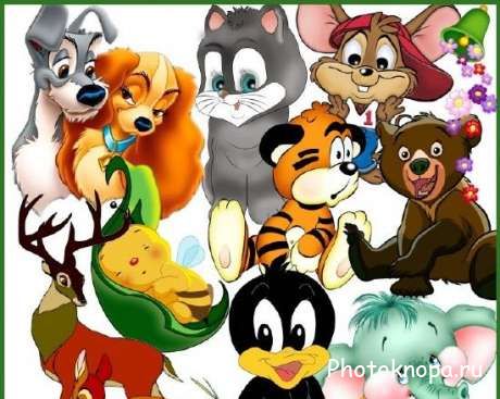 Клипарт с животными из детских сказок и мультфильмов - PNG картинки