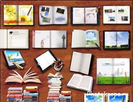 Тетради, книги и учебники - PSD исходник для фотошопа