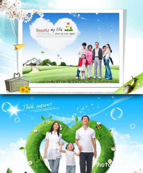 Природа, отдых и семья - PSD шаблон для фотошопа Природа, отдых и семья - PSD шаблон для фотошопа