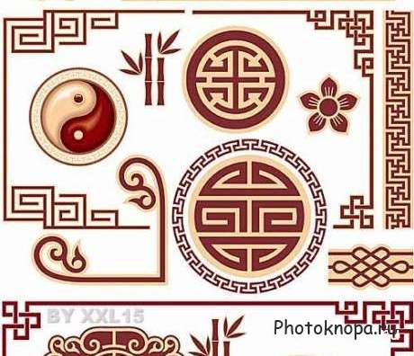 Восточный дизайн с рисунками и узорами в векторе Восточный дизайн с рисунками и узорами в векторе