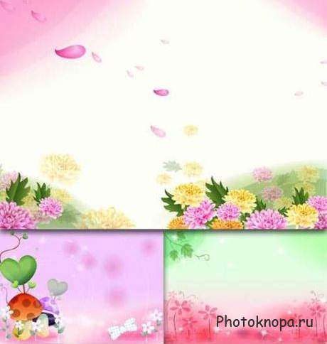 Сказочные фоны с цветами в PSD для фотошопа