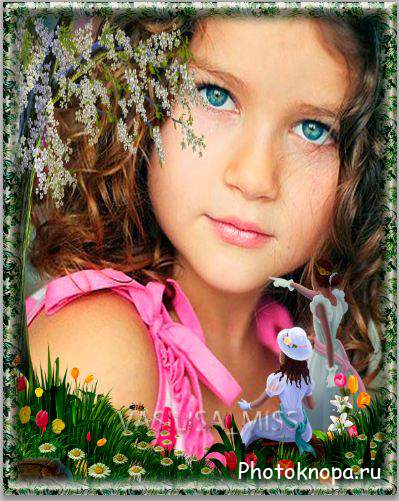 Красивая летняя фоторамочка для фотошопа с прекрасными цветами