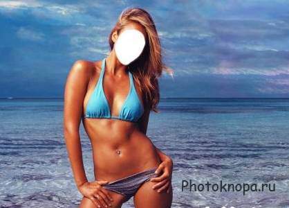 Шаблон для фотошопа - загорелая девушка на пляже