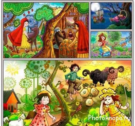 Детские сказки, сказочные герои и персонажи - PSD исходник для фотошопа