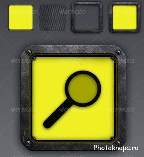 Желтые кнопки с черными рисунками для сайта - PSD исходник для фотошопа Желтые кнопки с черными рисунками для сайта - PSD исходник для фотошопа