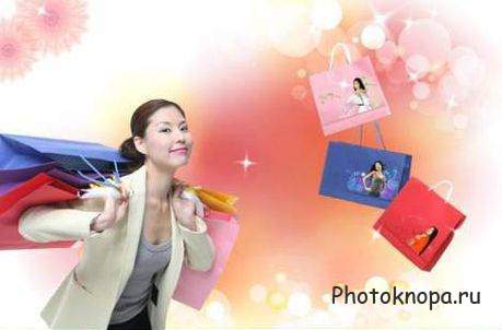 Девушки, покупки и шоппинг - PSD исходник для фотошопа