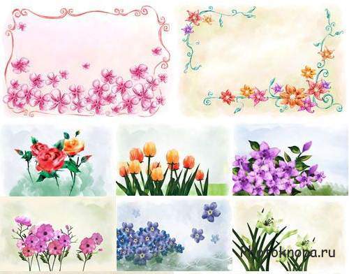 Красивые цветы и цветочные фоны - PSD исходник для фотошопа