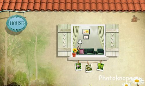 Открытое окно в стене дома - PSD исходник для фотошопа