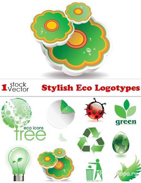 Экологические иконки зеленого цвета в векторе