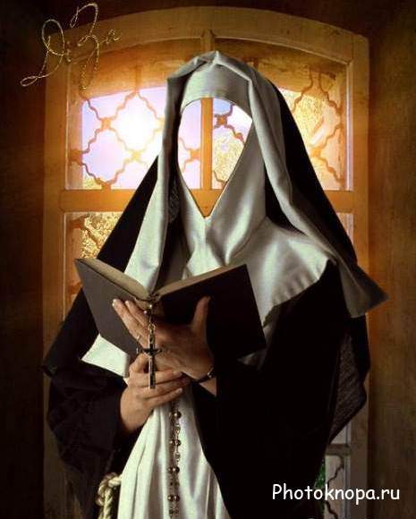 Шаблон для фотошопа - монахиня
