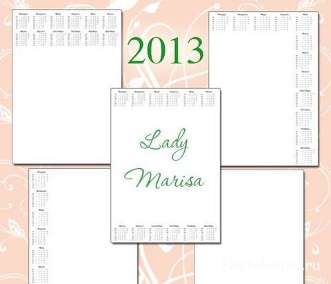 Вертикальные календарные сетки для фотошопа на 2013 год