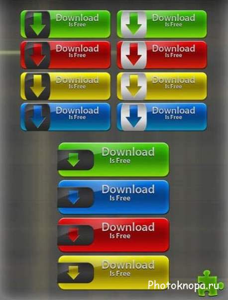 Кнопки Download-Скачать для сайта - PSD шаблоны для фотошопа