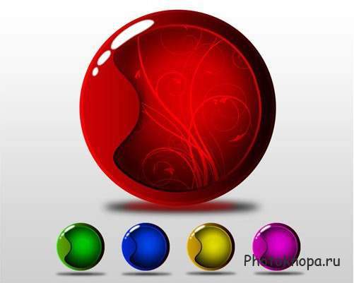 Круглые и блестящие кнопки для сайта - PSD шаблоны для фотошопа