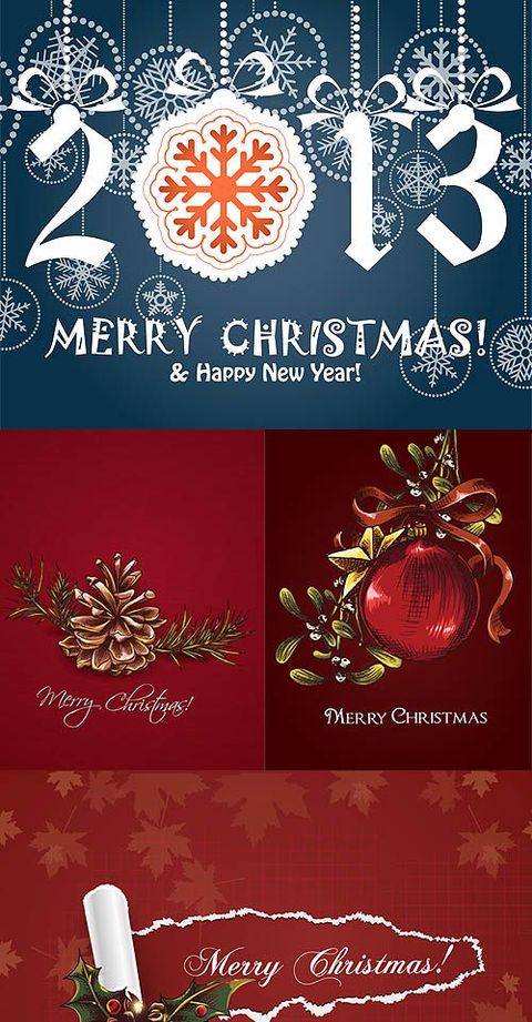 Открытки на 2013 год - векторный клипарт Открытки на 2013 год - векторный клипарт