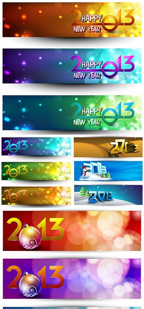 Новогодние баннеры на 2013 год - векторный клипарт Новогодние баннеры на 2013 год - векторный клипарт
