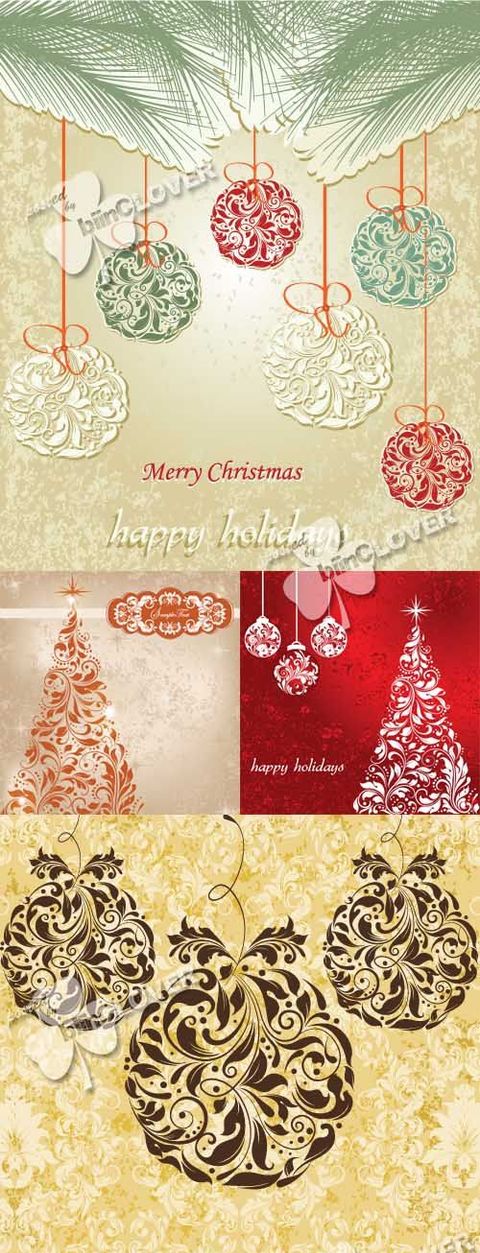 Новогодняя елка и елочные шары из цветочных узоров в векторе | Retro Christmas tree and balls vector векторный клипарт Новогодняя елка и елочные шары из цветочных узоров в векторе | Retro Christmas tree and balls vector векторный клипарт