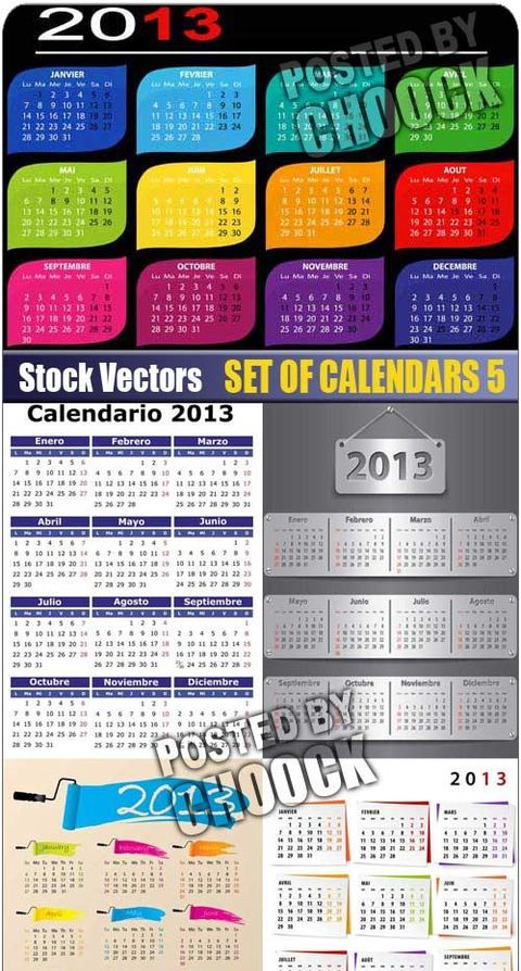 Календарные сетки в векторе на новый 2013 год