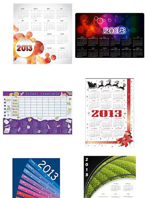 Школьный и детский календарь и календарная сетка на 2013 год в векторе