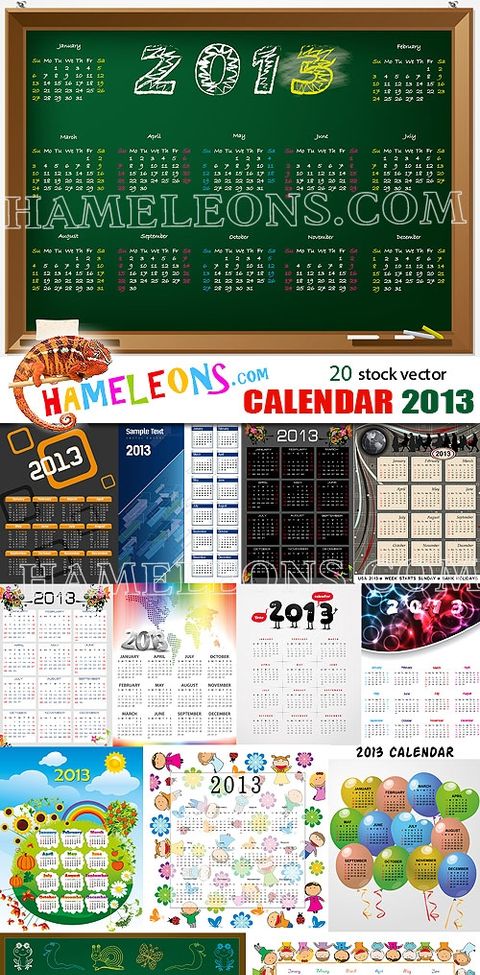 Календарные сетки на наступающий 2013 год в векторе