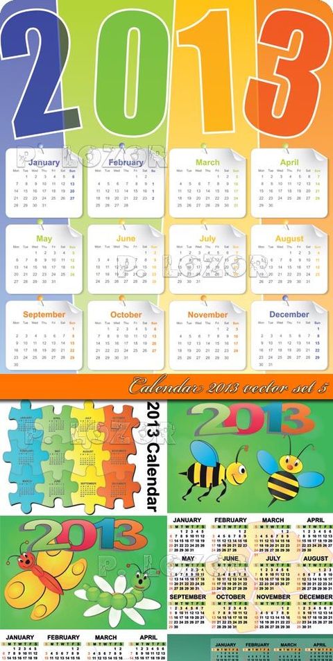 Календарь на 2013 год в векторе Календарь на 2013 год в векторе