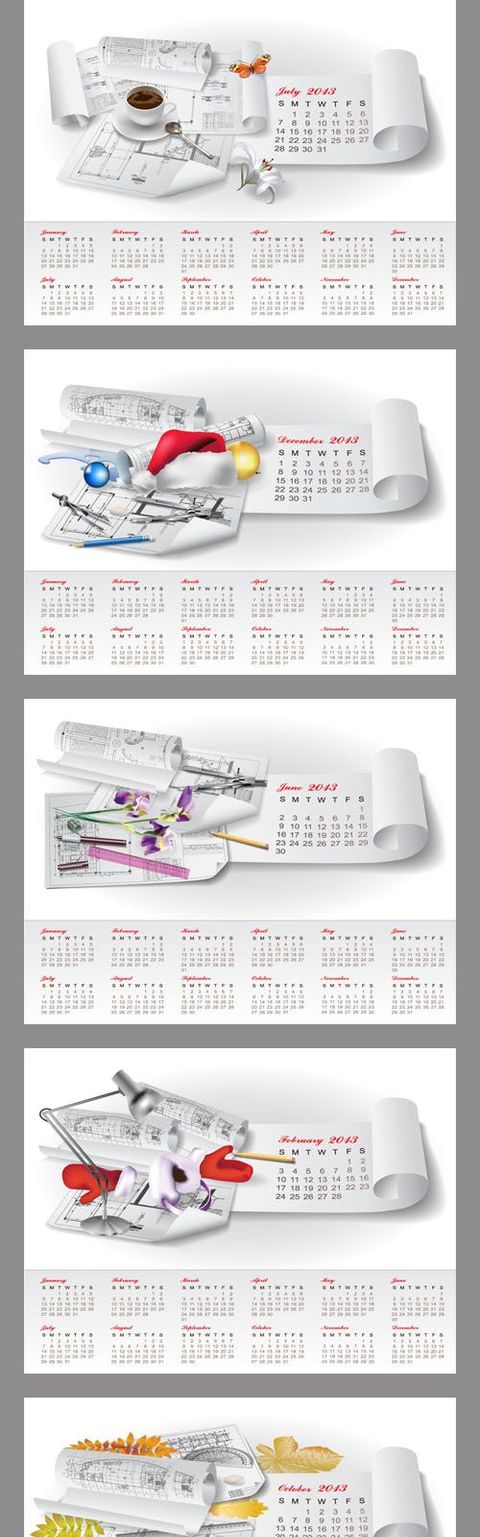 Календарь в векторе на 2013 год