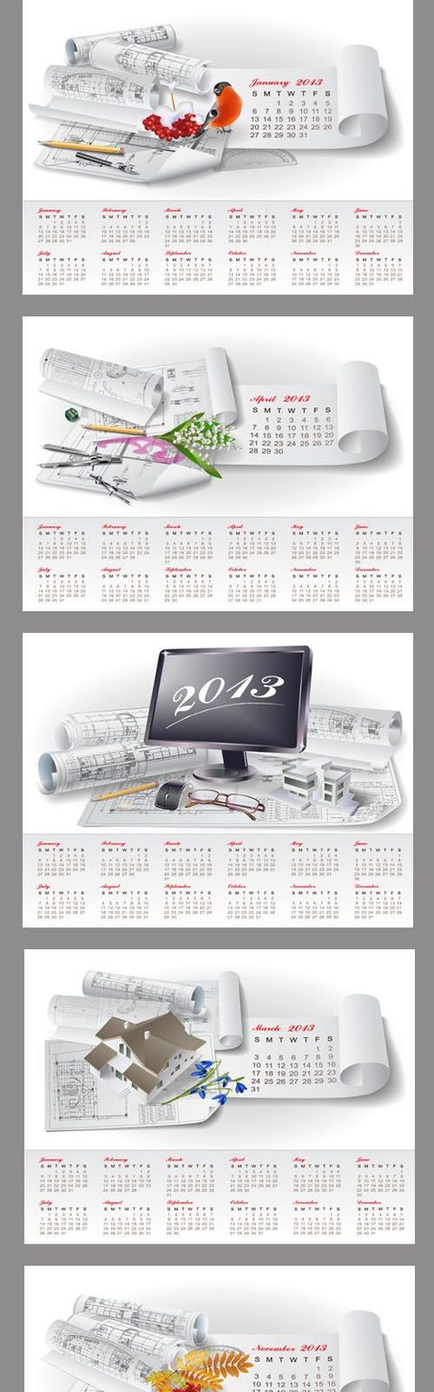 Календарь в векторе на 2013 год Календарь в векторе на 2013 год