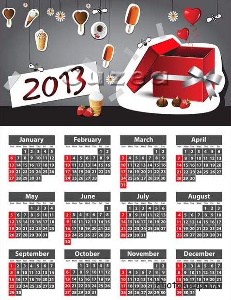 Календари для фотошопа со змеей на 2013 год - вектор