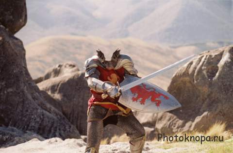 Шаблон мужской - воин с щитом и мечом