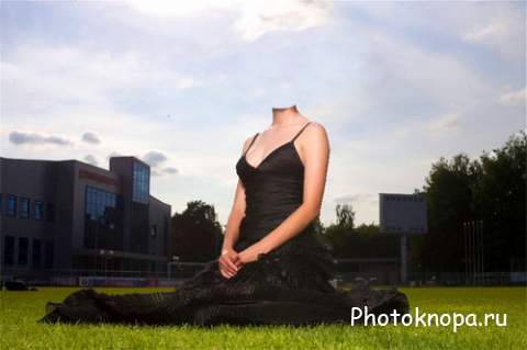 Женский шаблон - Девушка на траве в красивом платье