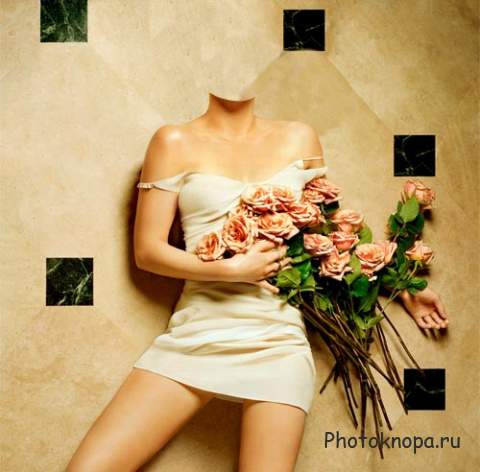 Женский шаблон - Девушка с розами