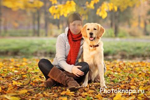 Женский шаблон - Осенняя фотосессия с собакой