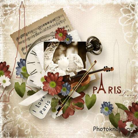 Очаровательный романтический скрап-комплект - Париж 