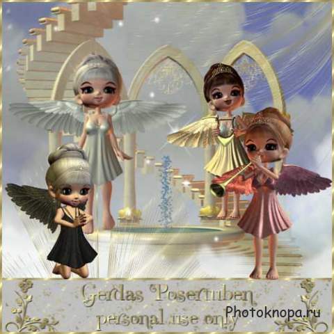 Детский 3D скрап-комплект - Кукольные ангелочки 