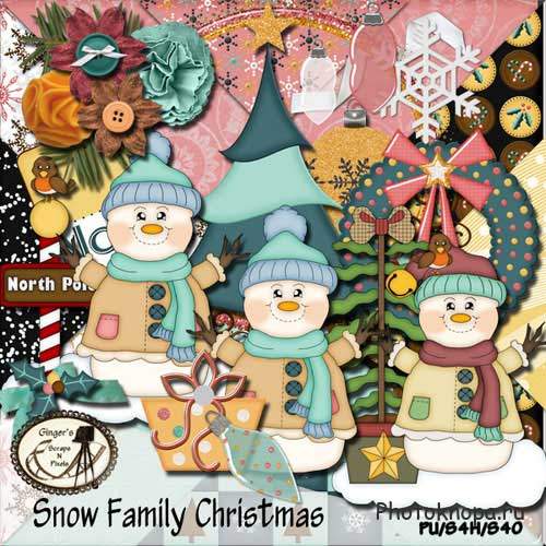 Зимний скрап-комплект - Рождественская снежная семейка