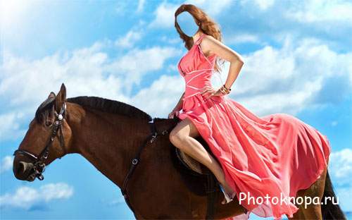 Женский шаблон - На лошади в пышном платье