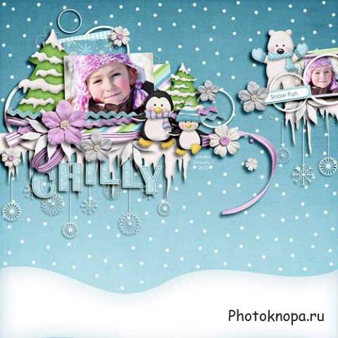 Зимний детский скрап-комплект - Снежные друзья 