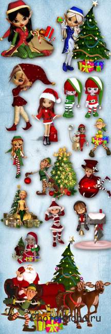 Рождественский сказочный 3D скрап-комплект - Рождественские эльфы 