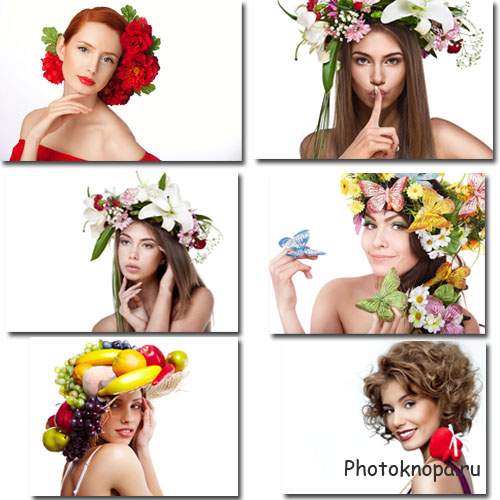 Растровый клипарт - Весенние девушки с цветами