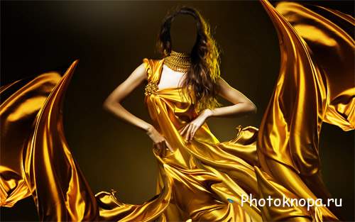 Женский шаблон - В желтом платье на ветру