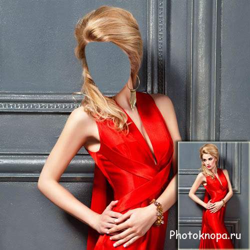 Вечернее красное платье - шаблон для девушек