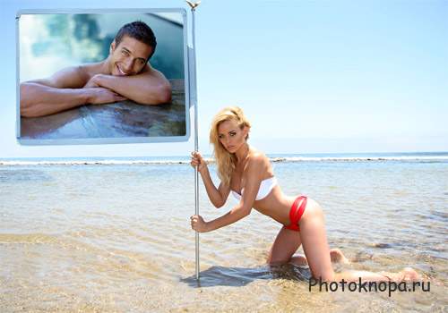 Рамка для фотошопа - Девушка в воде с вашим фото