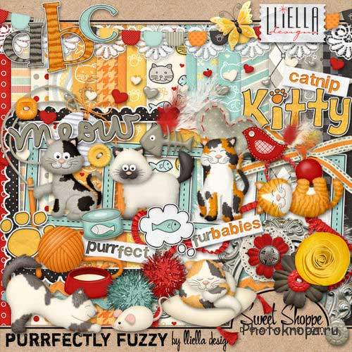 Забавный скрап-комплект для любителей кошек - Purrfectly  Fuzzy