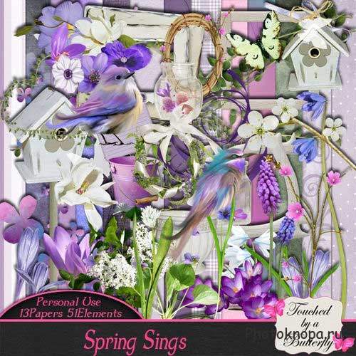 Весенний цветочный скрап-комплект - Весна поет