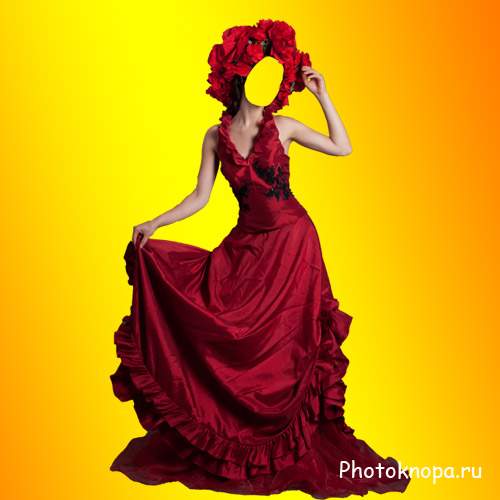 Шаблон для фото - Яркое красное платье