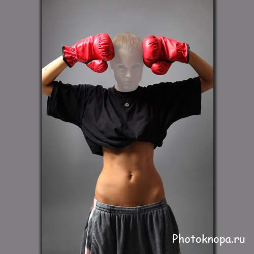 Шаблон psd женский - Настоящая боксерша