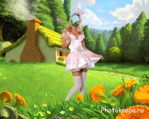 Шаблон для девушек - На сказочной поляне в костюме феи