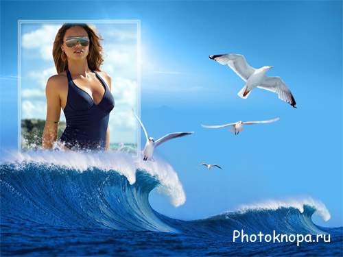 Рамка для фотошопа - Чайки над морем Рамка для фотошопа - Чайки над морем