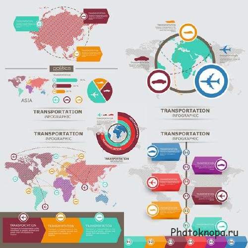 Векторные инфографики: транспортировка, политика, коммуникации