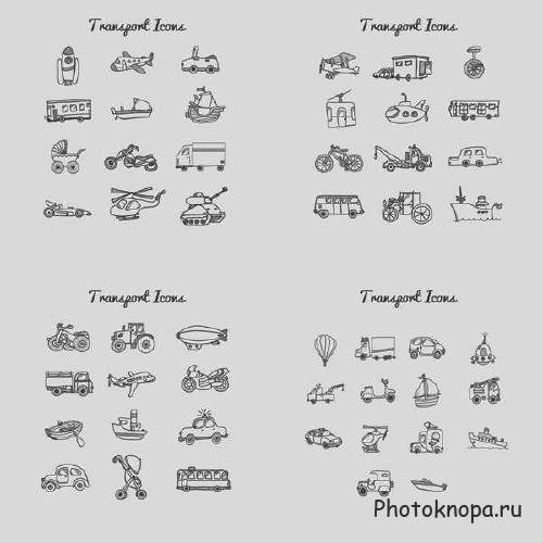 Сборник векторных транспортных иконок